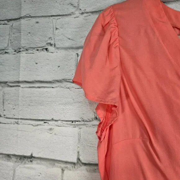 LOFT Peach Button-Front Midi Dress - Picture 7 of 15